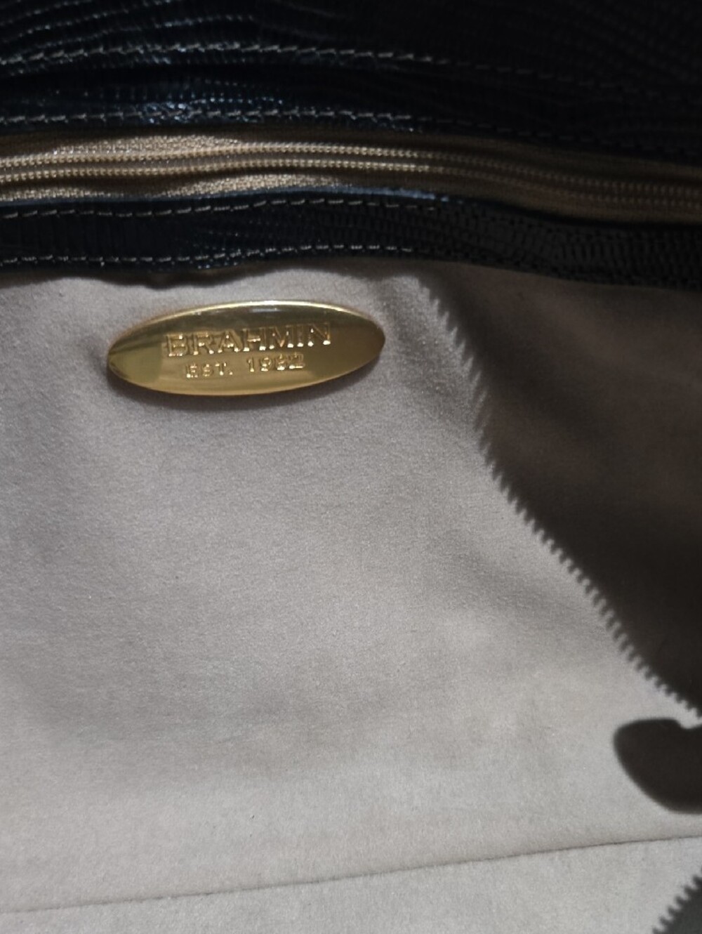 Brahmin ~Black Croc-Embossed Shoulder Bag - Picture 8 of 9